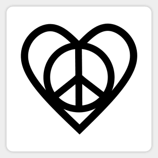 Black Peace Sign With Heart Magnet